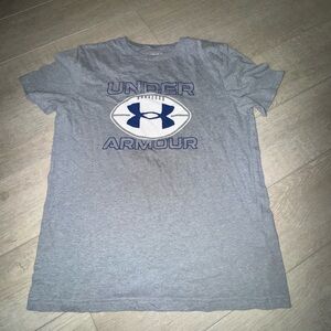 Under Armour Heather Gray Tee with Blue Accents